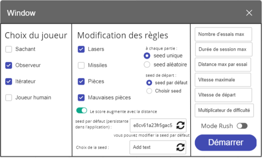 image configuration d'une partie